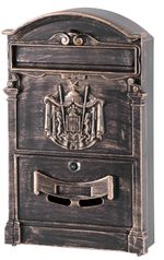 Levélszekrény GLA-Alu, alumínium, 255x90x410 mm, postai, antique bronze