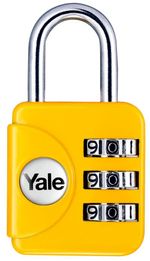Lock Yale YP1/28/121/1, padlock, travel, with numerical combination, yellow