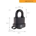 Lakat Yale Y220B/51/118/1, High Security, függő, laminált acél, fekete, 53 mm, 3 kulcs