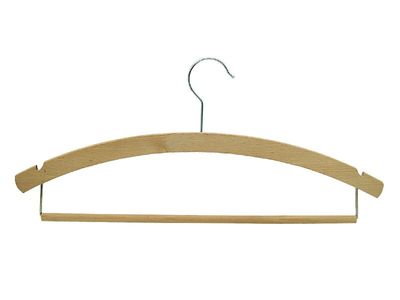 Hanger, men's, beech wood, 420x8 mm, waxed, with notch, nickel-plated L-hook