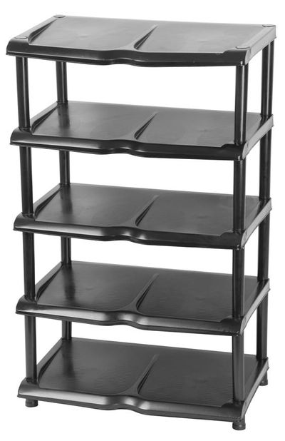 Cipőpolc Strend Pro, 5 szintes, fekete, 48x30,5x86 cm