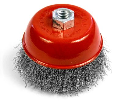 Cup grinding brush 100mm M14x2 crimped wire 0.30mm