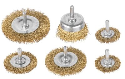 Cup Wire Brush Tigerlion 8220, crimped wire, 6-piece set, with shank