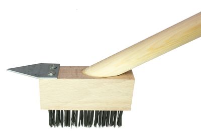 Stainless brush 100x40x35mm GECO, for interlocking pavement, wooden handle 140cm