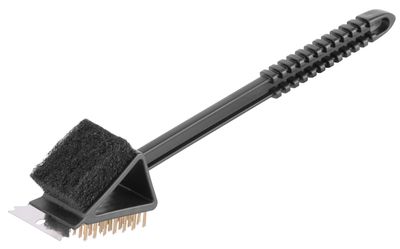 Kefe Strend Pro Grill, BBQ, 3 az 1-ben kefe, kaparóval és súrolópárnával 36 x 7,1 x 8 cm