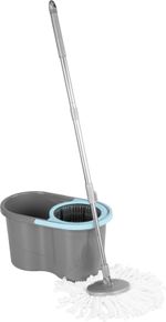 Takarítókészlet Strend Pro Quantum, 16 liter, forgó felmosó + vödör, teleszkópos nyél, türkiz/szürke