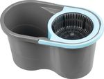 Takarítókészlet Strend Pro Quantum, 16 liter, forgó felmosó + vödör, teleszkópos nyél, türkiz/szürke