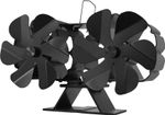 Fan Strend Pro, fireplace, freestanding, heat-powered, dual, 6-blade, black