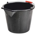 Vödör ReCycled® STRONG, 15 literes, építőipari, kiöntővel, extra erős, műanyag fogantyú, fekete