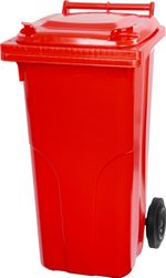 Container Europlast, 120 liters, plastic, red, HDPE, waste bin