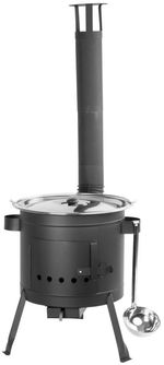 Cauldron Set Partyset, complete, for goulash, 13 liter cauldron, with ladle, lid and wooden spoon