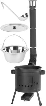 Cauldron Set Partyset, complete, for goulash, 13 liter cauldron, with ladle, lid and wooden spoon
