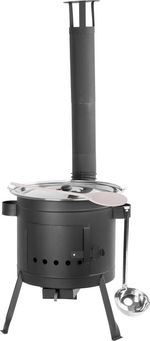 Cauldron Set Partyset, complete, for goulash, 22 liter cauldron, with ladle, lid and wooden spoon