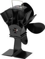 Ventilátor Strend Pro, kandalló, álló, hővel működő, 4-lapátos, fekete
