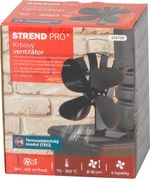 Ventilátor Strend Pro, kandalló, álló, hővel működő, 4-lapátos, fekete
