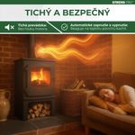 Ventilátor Strend Pro, kandalló, álló, hőhajtású, 4-lapátos, fekete