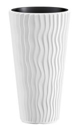 Planter SANDY Slim 400, with insert, White