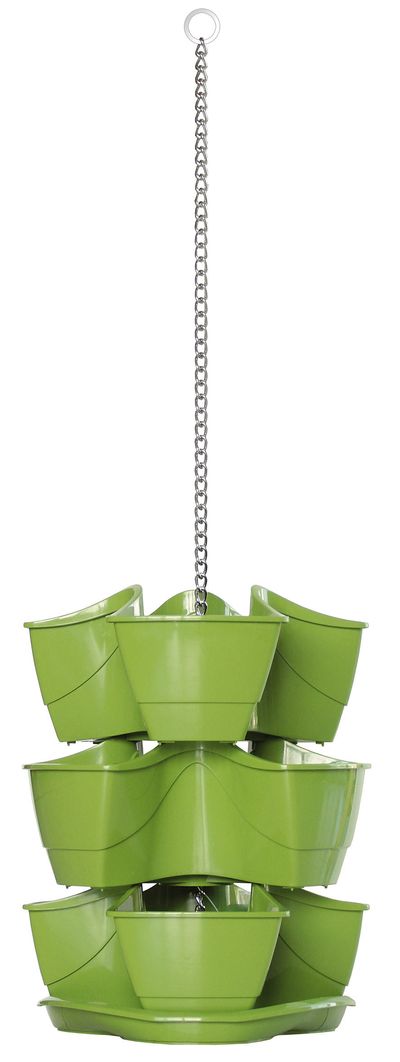 Virágcserép COUBI DKN300 W, felfüggeszthető, grafit, 880 mm lánc, háromszintes, gyógynövényekre