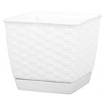 Planter RATOLLA Square 250, White, with saucer