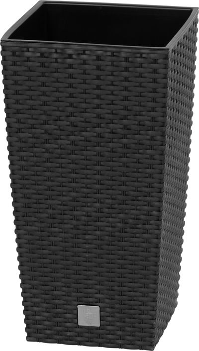 Rotan flover pot square L - 225mm W -225mm H -421mm, 8/16.3lit. Rato square, black