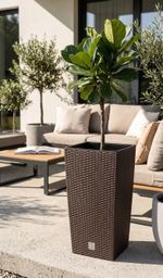 Planter RATO Square 325, with insert, Brown