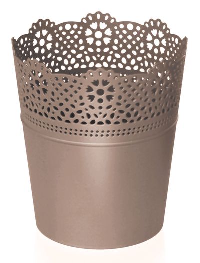 Flower pot LACE 160 mm, mocca