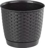 Planter RATOLLA Round 190, Dark brown, with saucer