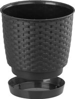 Planter RATOLLA Round 190, Dark brown, with saucer
