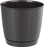 Planter RATOLLA Round 250, Dark brown, with saucer