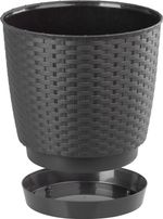 Planter RATOLLA Round 250, Dark brown, with saucer