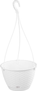 Planter RATOLLA Round W 240, hanging, White, with saucer, with hanger