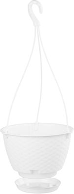 Virágcserép RATOLLA Round W 240, függő, fehér, alátéttel, akasztóval