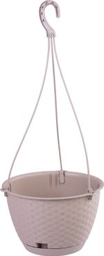 Kvetináč RATOLLA Round W 240, visiaci, mocca, s podložkou, závesný, s vešiakom