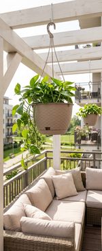 Planter RATOLLA Round W 240, hanging, Mocha, with saucer, with hanger