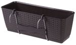 Planter RATOLLA Case PW 500, Brown, with saucer, with railing hanger