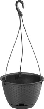 Virágcserép RATOLLA Round W 240, antracit, alátét, felfüggeszthető, akasztóval