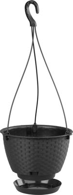 Planter RATOLLA Round W 240, hanging, Anthracite, with saucer, with hanger