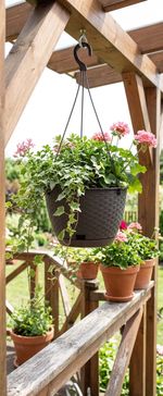 Virágcserép RATOLLA Round W 240, függő, barna, alátéttel, akasztóval