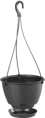 Planter RATOLLA Round W 240, hanging, Brown, with saucer, with hanger