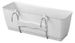 Planter RATOLLA Case PW 500, White, with saucer, with railing hanger