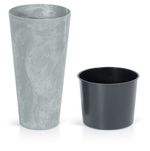 Virágcserép betéttel TUBUS Slim Beton, 250x475 mm, beton hatású