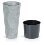 Virágcserép betéttel TUBUS Slim Beton, 250x475 mm, beton hatású