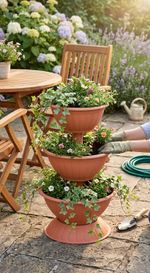 Planter Strend Pro PYRAMID, three-tier, 86 cm, Terracotta