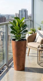 Virágcserép betéttel TUBUS Slim Corten, 400x762 mm, réz hatású