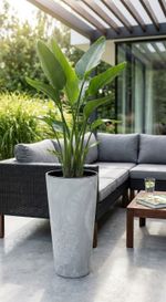 Virágcserép betéttel TUBUS Slim Beton, 400x762 mm, beton hatású