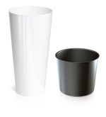 Virágcserép betéttel TUBUS Slim Shine, 400x762 mm, fehér