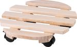 Plant pot stand Strend Pro, 30x7 cm, on wheels, movable, max. 50 kg, wood, round