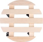 Plant pot stand Strend Pro, 30x7 cm, on wheels, movable, max. 50 kg, wood, round