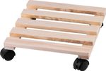 Plant pot stand Strend Pro, 30x30x7 cm, on wheels, movable, max. 50 kg, wood