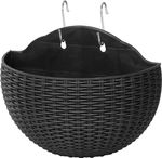 Planter Strend Pro, with two hooks, Black color, 26x14x20 cm